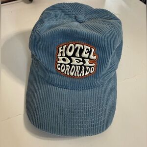 Hotel Del Coronado Retro Blue Corduroy Snapback Trucker Style Hat Funky Retro